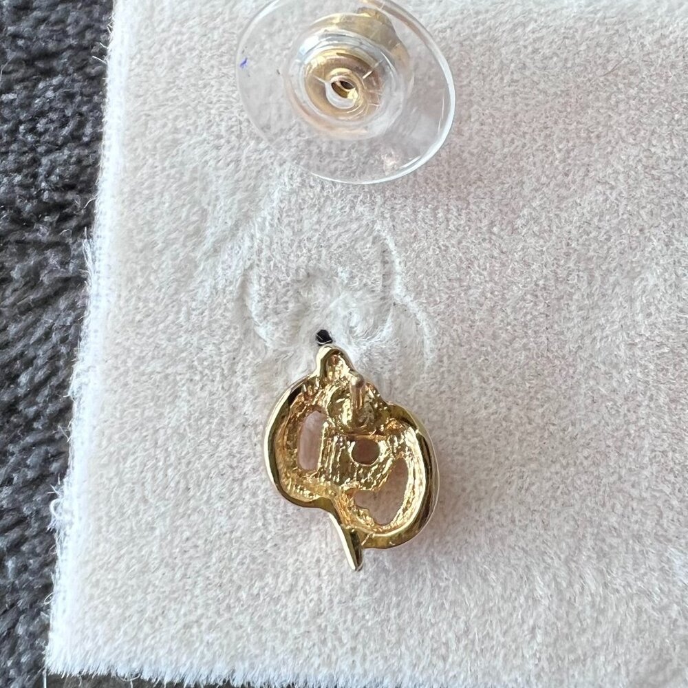 NWT Authentic Vintage Christian Dior Monogram CD Gold‎ Earrings with 14k Post - Picture 4 of 4